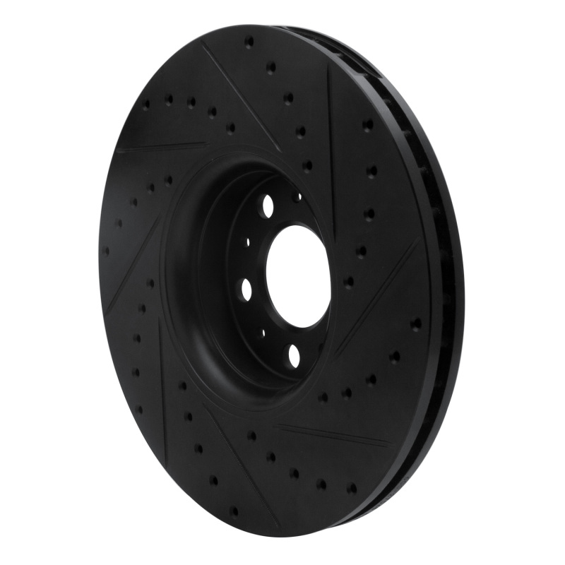 Volvo XC90 Brake Rotor (1) - Front Left - R1 Concepts - Drilled & Slotted - Black - `03-`14